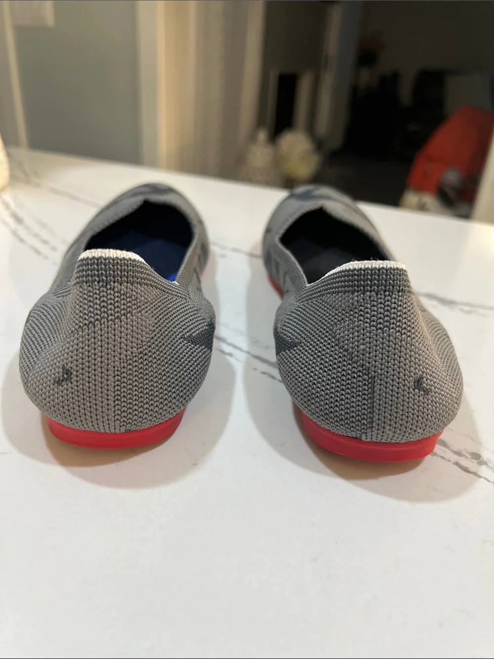 Rothy's Gray Camouflage Slip-On Ballet Flats with Red Sole size 7